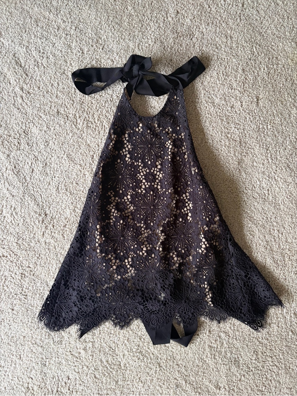 Intermix Y2K boho 90s 2000s black emo goth lace haulter cami tank top size xs